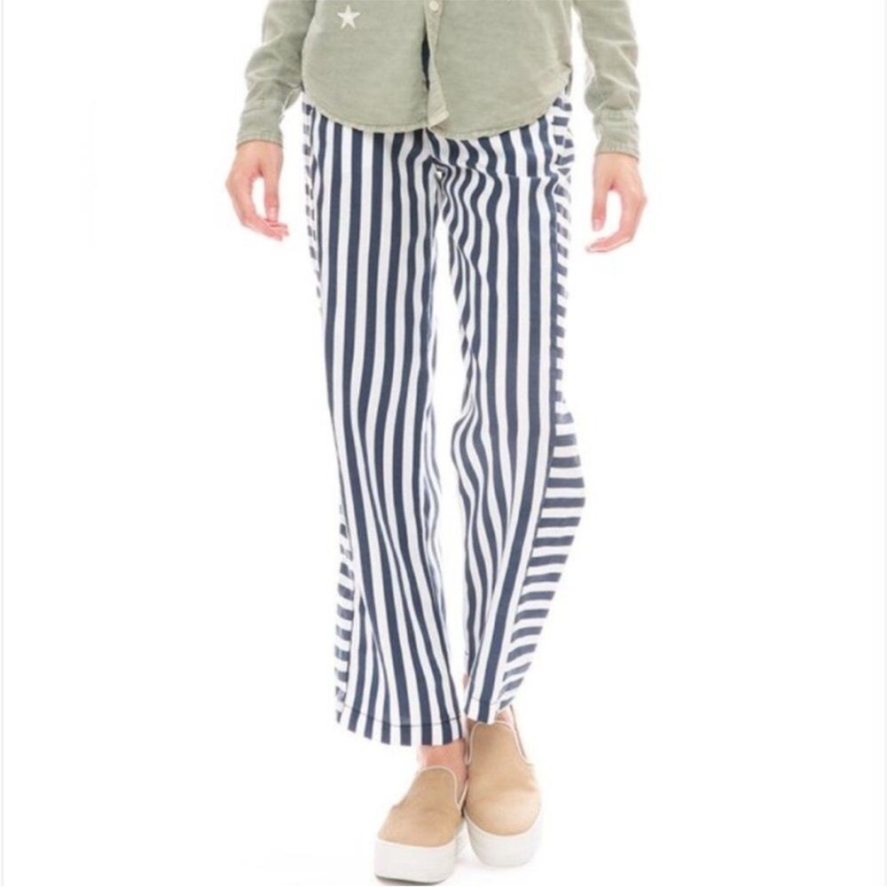 MOTHER Inset Greaser Stripe Pants in This Way and That Way Navy Size 30